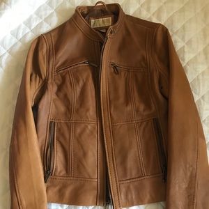 Leather bomber jacket